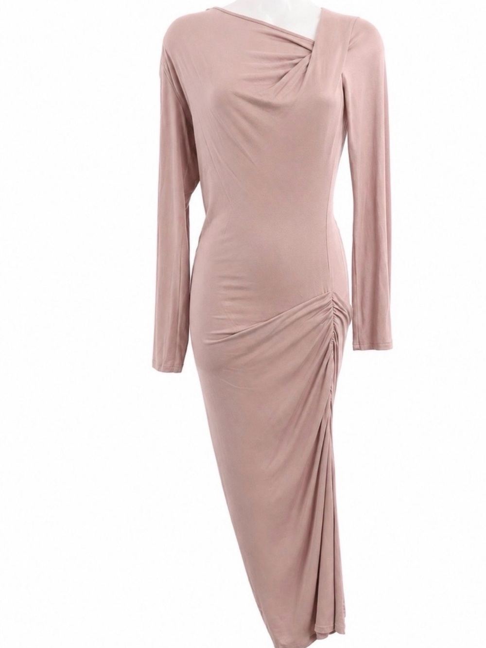 BEBE Women's Blush Pink Draped Long-Sleeve Dress
